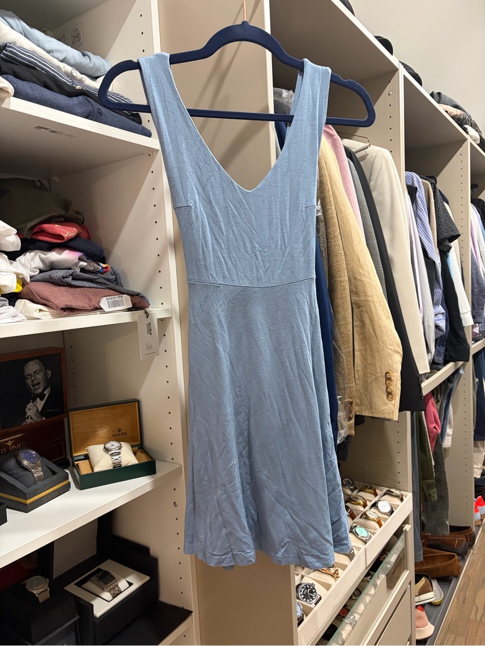 Lulu's Light Blue V‑Neck Sleeveless Mini Dress